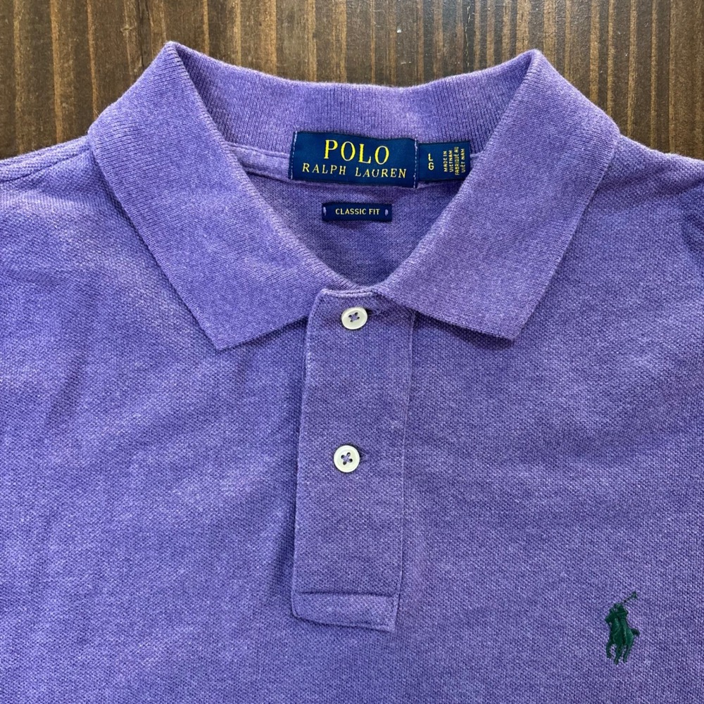 Polo Ralph Lauren Mens Classic Fit Pique Polo Shirt Purple Heather‎ Large - Picture 2 of 7